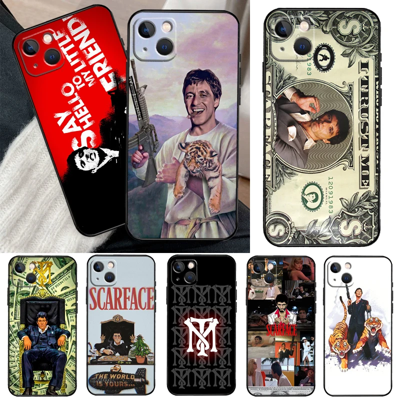 Scarface Tony Montana Phone Case For iPhone 11 12 13 14 15 16 Pro Max Mini X XR XS Max Plus Cover Funda