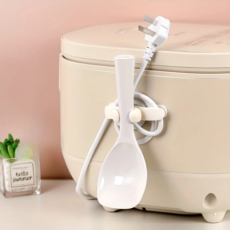 2pcs Home Appliance Organizer, Kitchen Appliance Winding Device, Rice Cooker Wire Storage, Rice Spoon Winding Hook