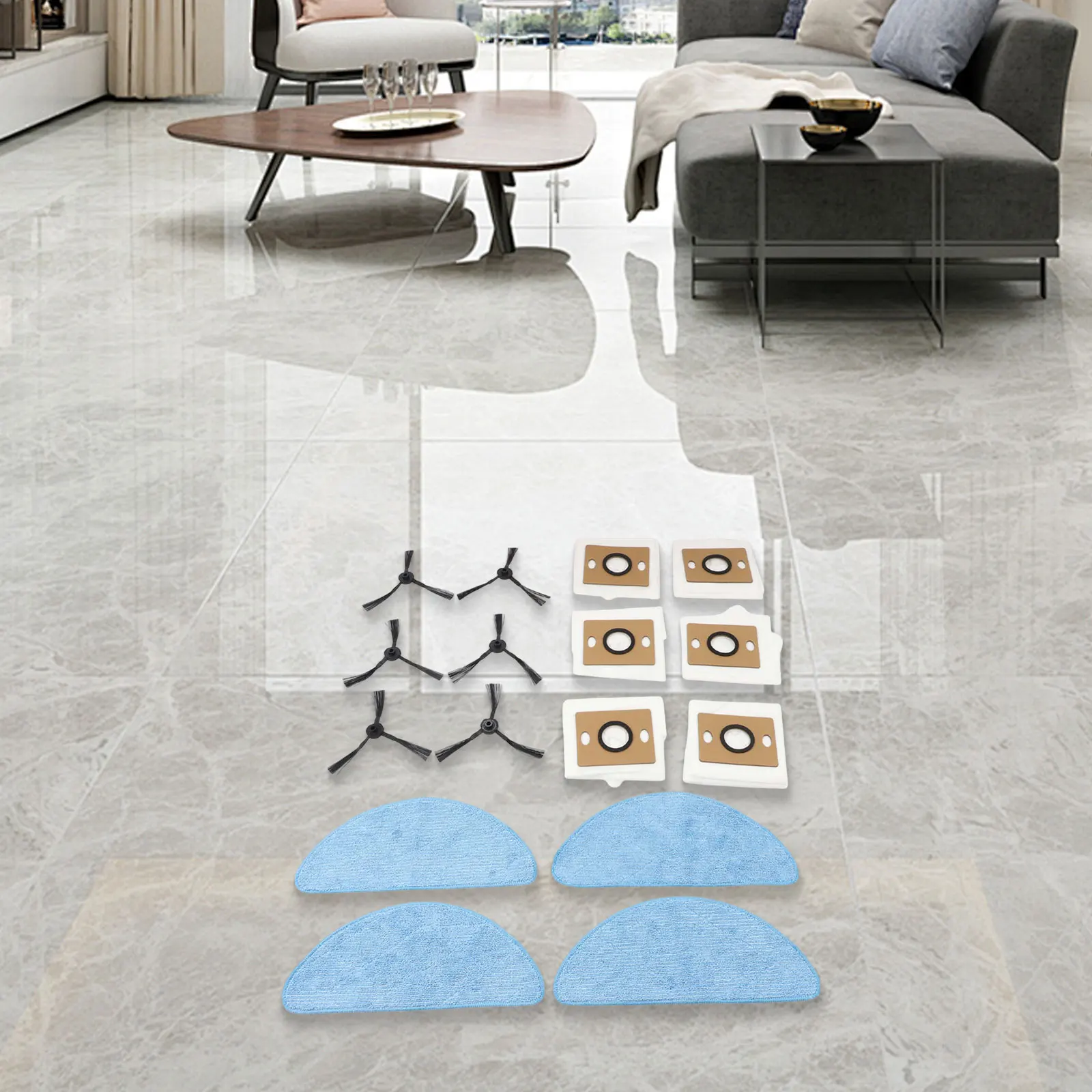 For ILIFE A12 for Pro V9 for Pro Robot Vacuum Cleaner Cleaning Accessories Set Including Side Brush Filter Mop Cloth and Dust