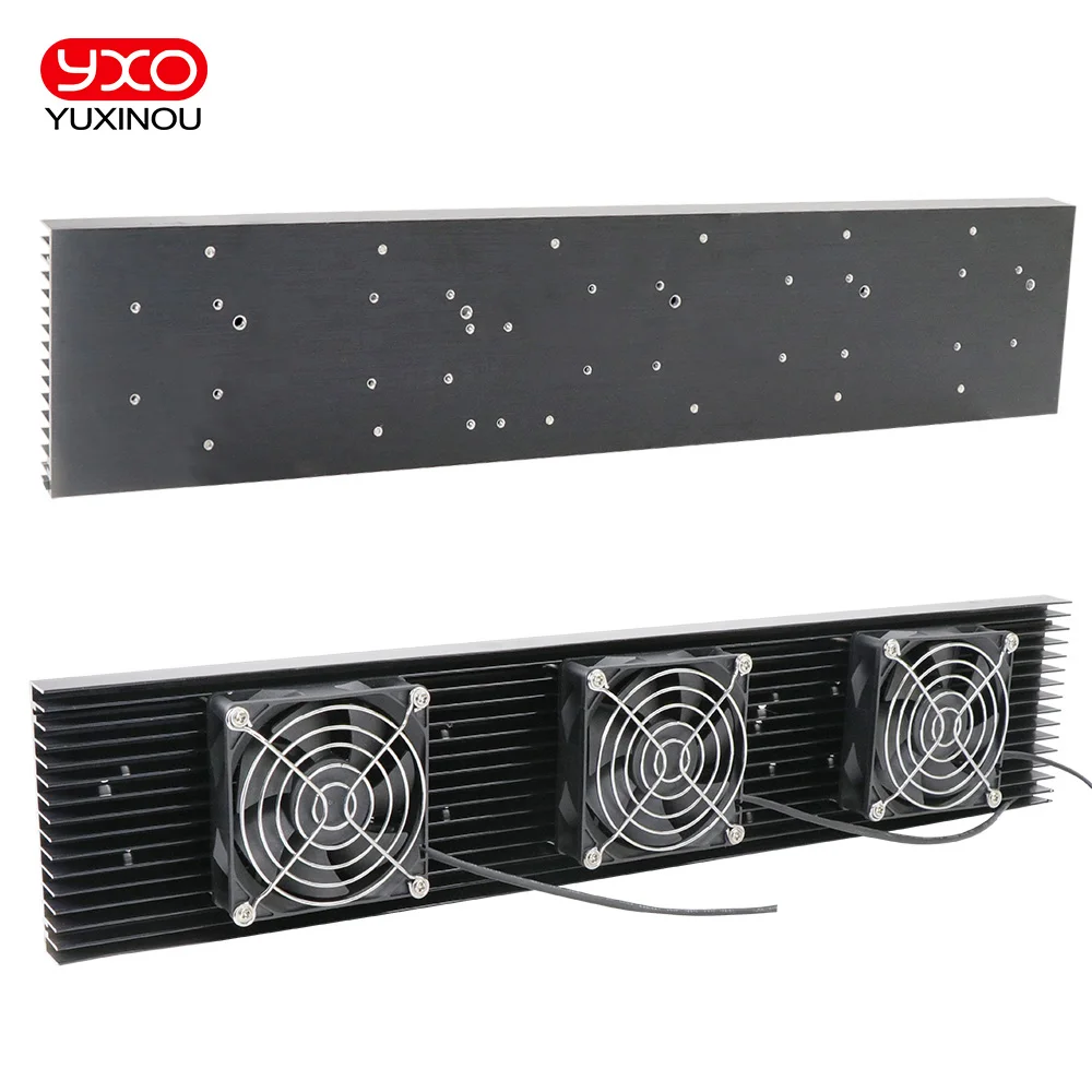 

500x100x40mm Aluminum Heatsink With 110V/220V Fan For 200W 500W LED light Cooling Cooler LED Plants Growing Indoor Lighting