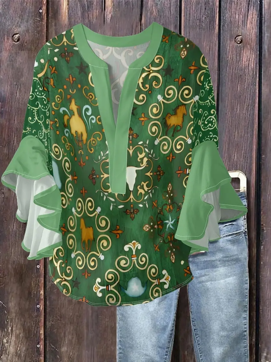 Korean Fashion Printed Women's T-shirt, Polyester Wrinkle Free Summer Versatile Temperament Short Sleeve Wear