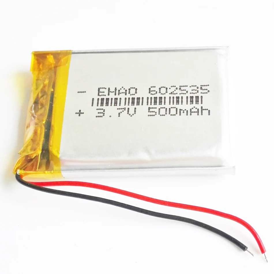 แบตเตอรี่แบบชาร์จไฟได้ลิเธียมโพลิเมอร์602535ลิเธียม3.7V 500mAh สำหรับ MP3 GPS DVD ชุดหูฟังบลูทูธลำโพงกล้อง E-Book