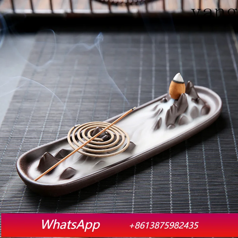 

LTT purple sand backflow incense burner household tea ceremony incense insert ceramic aromatherapy burner creative ornament