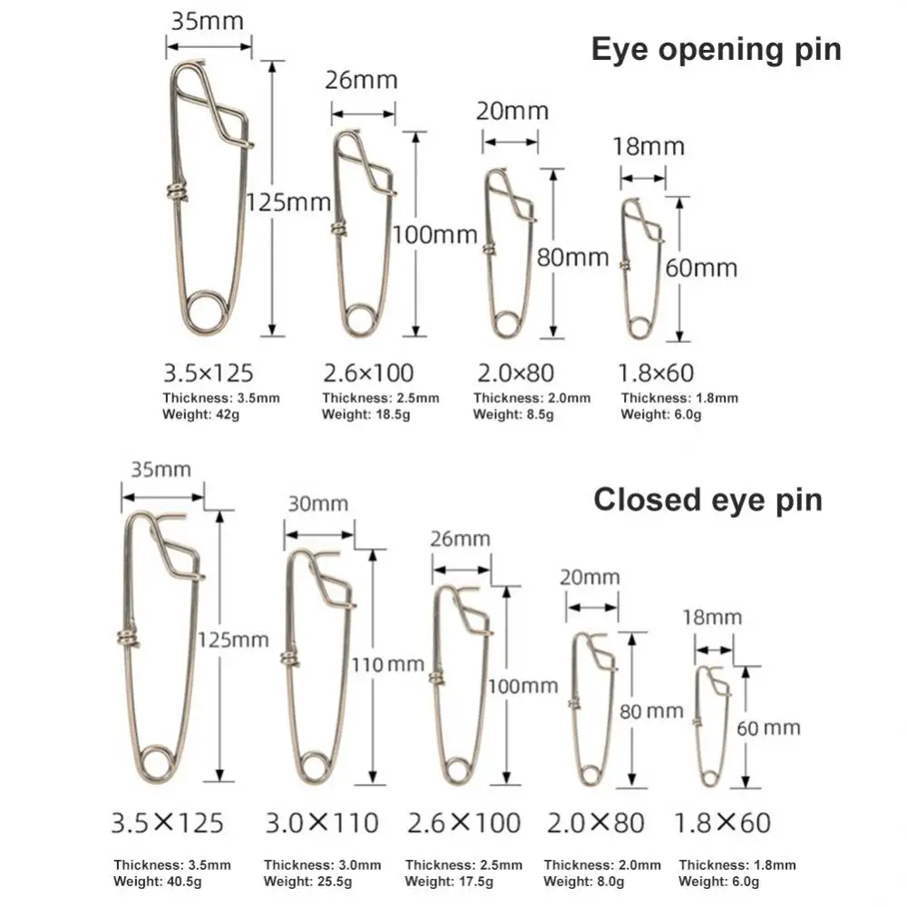 Long Line Clips Stainless Steel Hooked Snap Pin Longline Branch Hanger Tuna Fishing Connectors Tackle Accessories