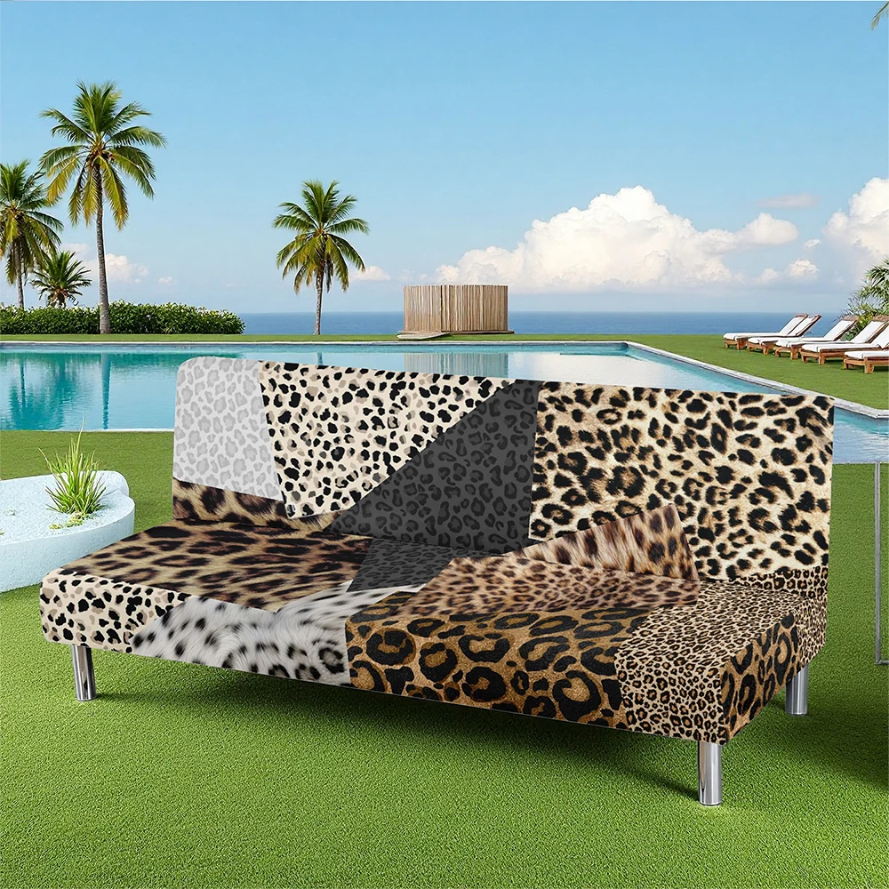Leopard Print Summer Outdoor Sofa Bed Cover, Elastic Milk Silk Couch Cover, Pet - Friendly, Washable Without