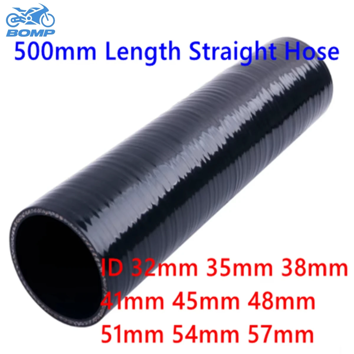 Black 500mm Length Straight Hose ID 32mm 35mm 38mm 41mm 45mm 48mm 51mm Turbo Intercooler Tube Pipe 3 Or 4 Ply