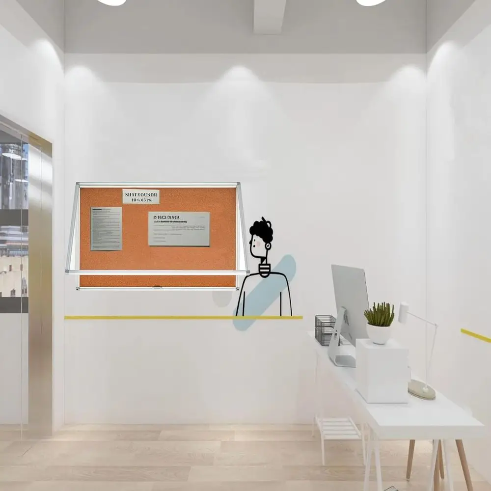 حافظة عرض آمنة مثبتة على الحائط مقاس 24 × 36 للمنزل والمكتب والمدرسة (طبيعية)