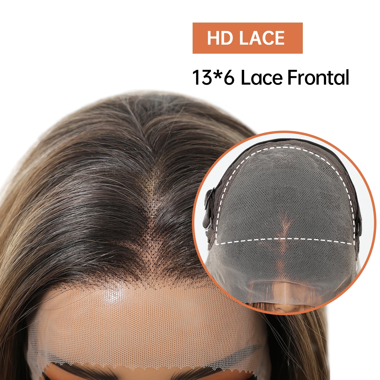 Long Straight Brown Ombre Synthetic Wigs 13*6 Lace Front Wigs for Women 22 Inch Brown Natural Hair Free Part Heat Resistant Wigs