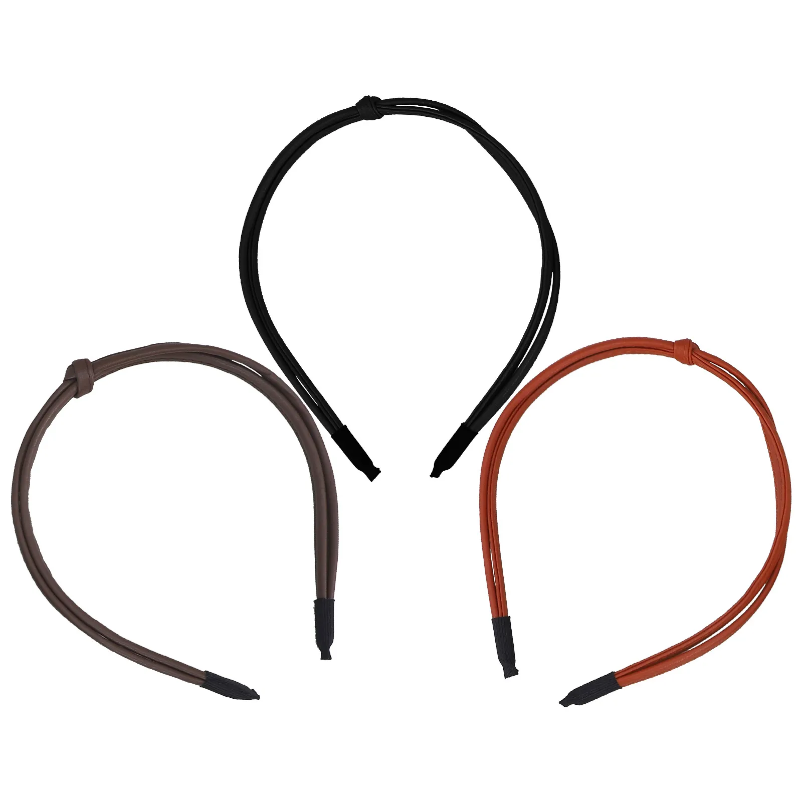 

3 Pcs Knot Thin Headbands for Women Girls Black Dark Brown Caramel Hair Accessories Stylish Comfortable Lightweight