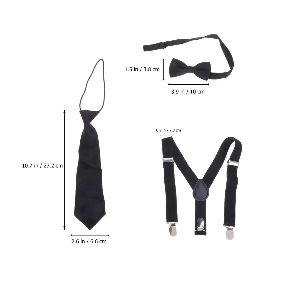 

3pcs in 1 Set Suspenders Necktie Set Solid Color Elastic Belt Strap Braces Clip Buckle Suspenders for Children Kids