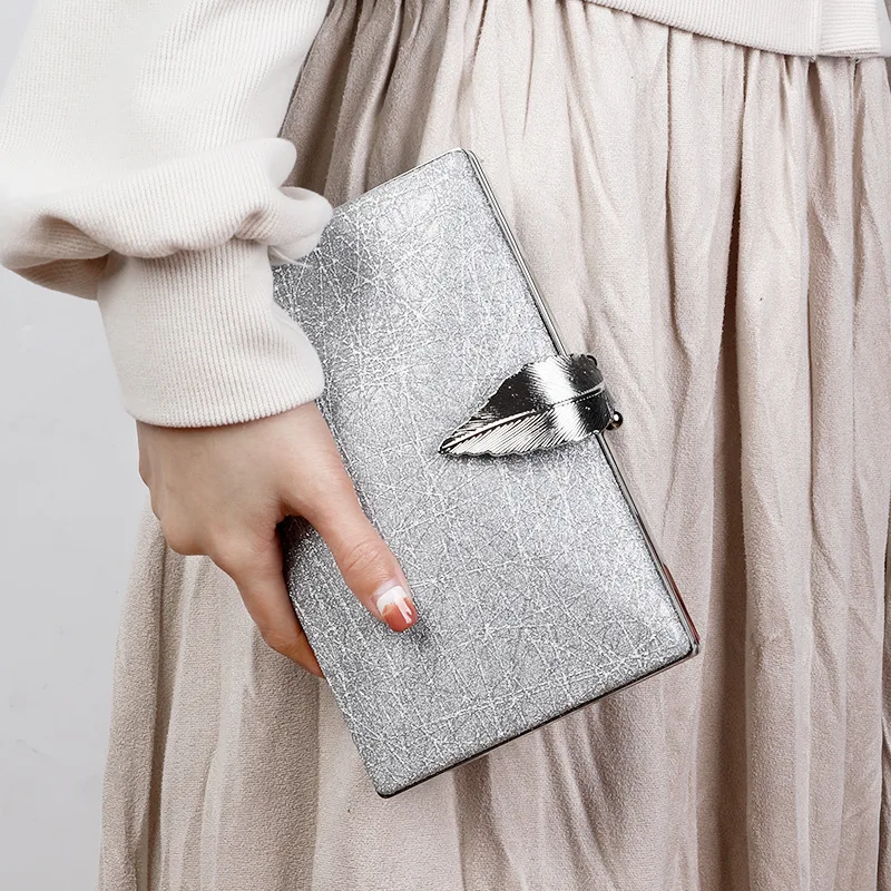 

New Fashion Leaf Embossed Evening Clutch European & American Minimalist Pu Clutch Bag Luxurious Versatile Handbag