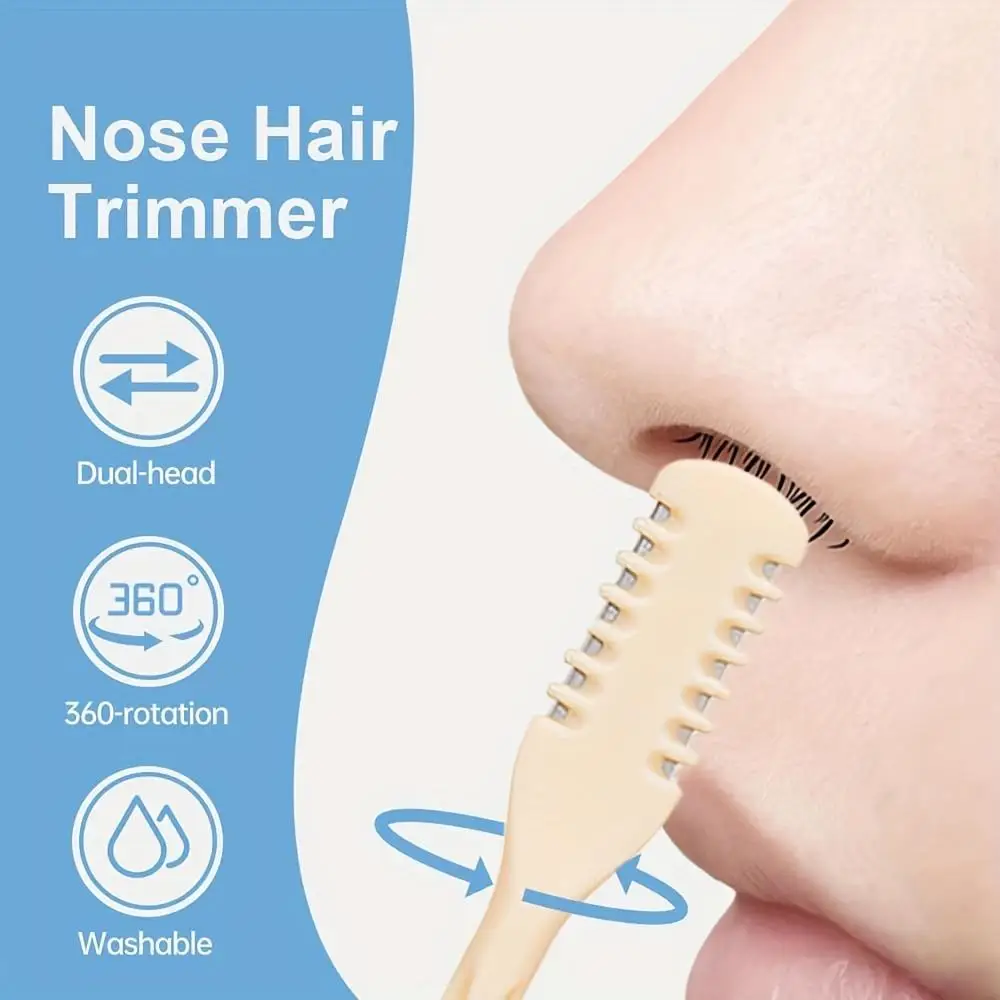 3pc Nasal Hair Cutter 2025 New Mini Double Sided Nose Hair Trimmer with Ear Picker Handheld 360° Rotating for Grooming Convenien