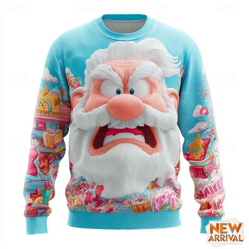 3D Print Ugly Christmas Sweatshirt For Men Women Humorous Santa Claus Pattern Hoodie Casual Long Sleeve Pullovers O-Neck Hoodies