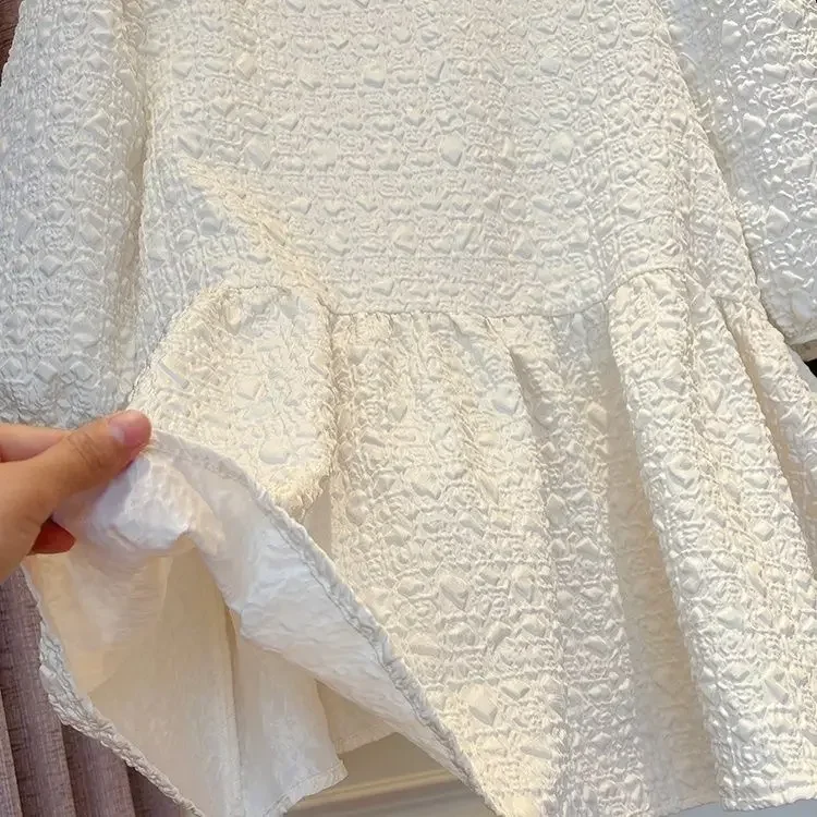 Solid Summer Women Blouses Puff Sleeve Lace Up Kawaii Clothes Shirts Vintage Loose Sweet Blusas Mujer Tops Korean