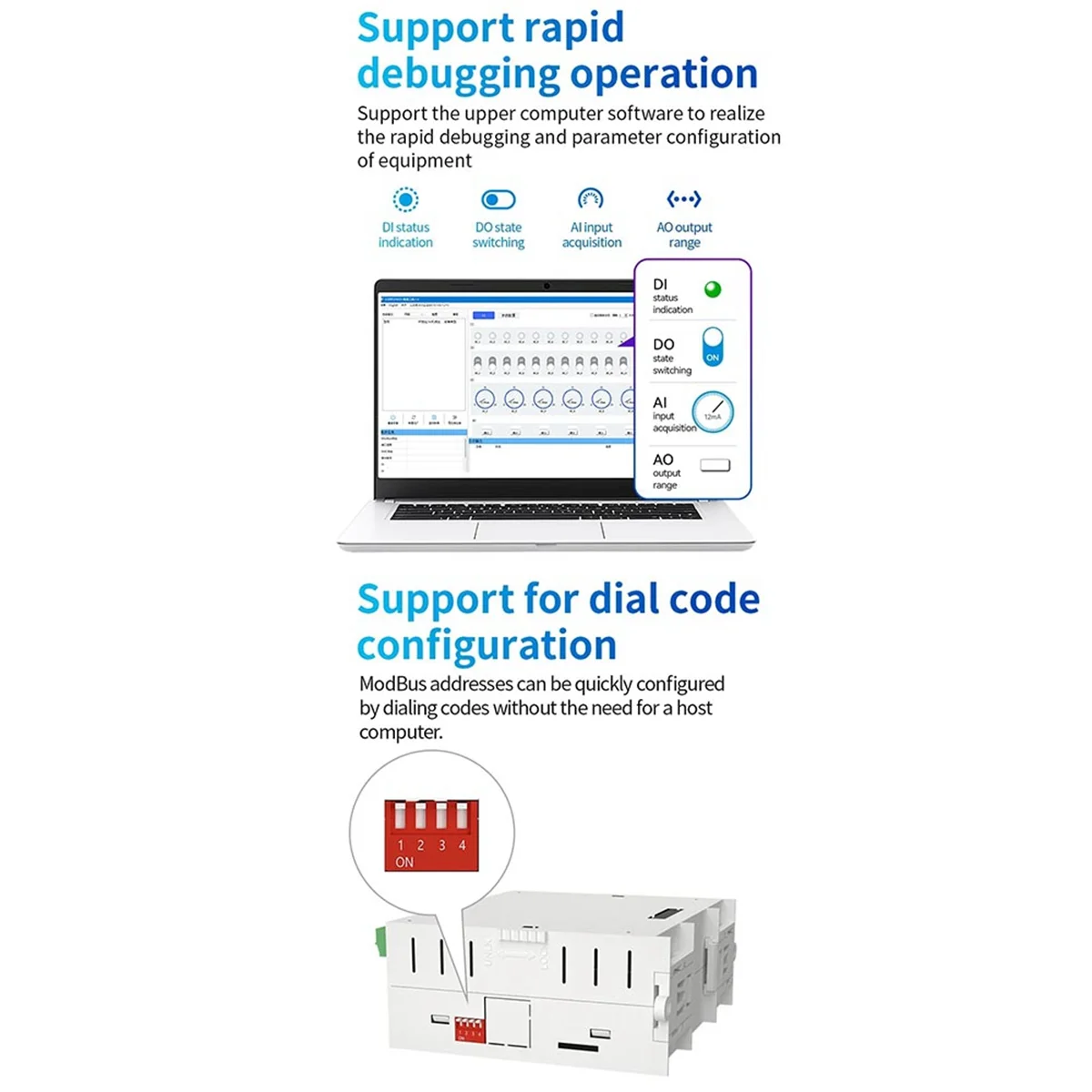 إيثرنت 16DI توسيع وحدة تحكم عن بعد CDSENET GAXXXA000 ، اكتساب التبديل التناظري ، Modbus TCP RTU يعمل ، RS485