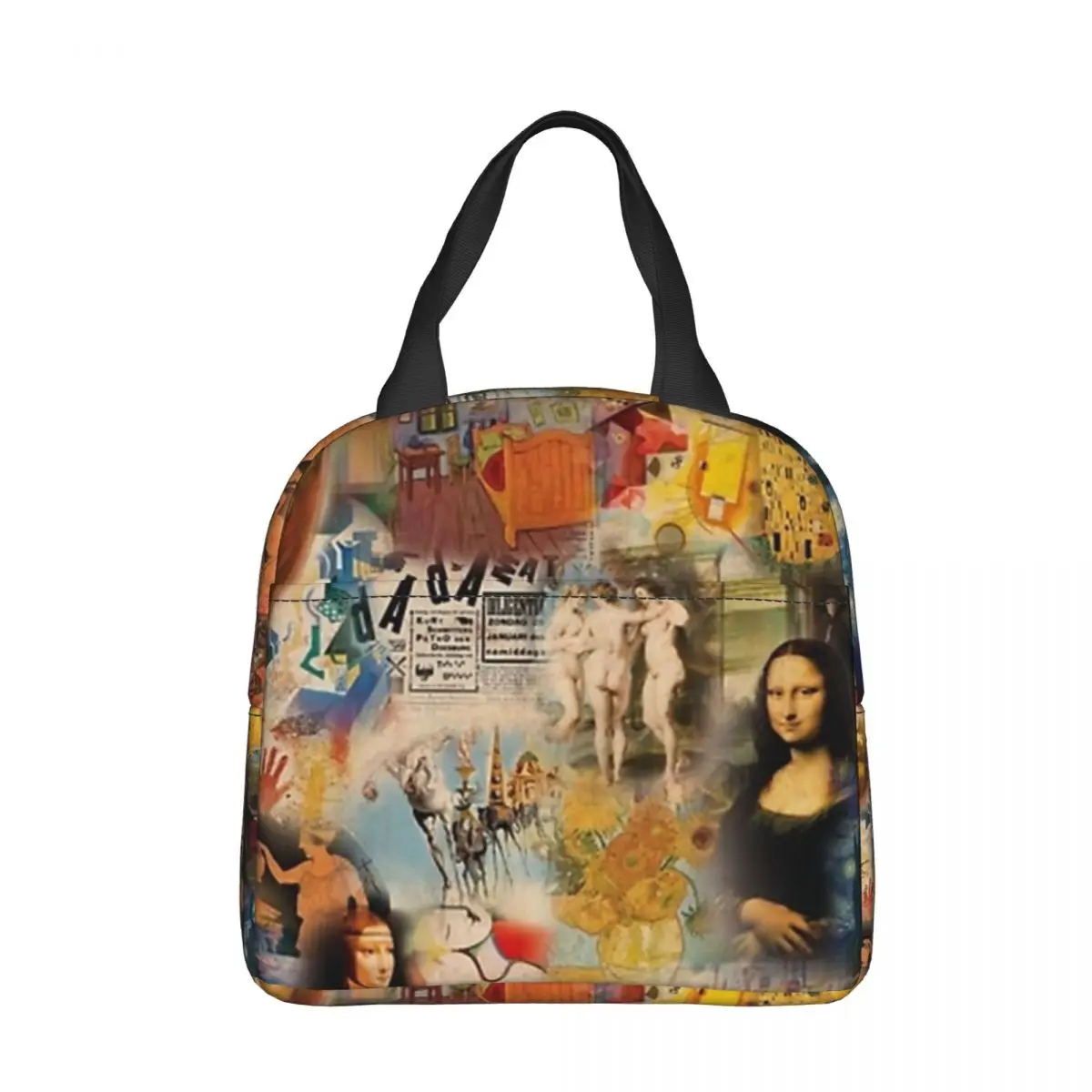 

History Of Art Mona Lisa Van Gogh Insulated Lunch Bags Thermal Bag Meal Container Large Lunch Box Tote Bento Pouch Work Picnic