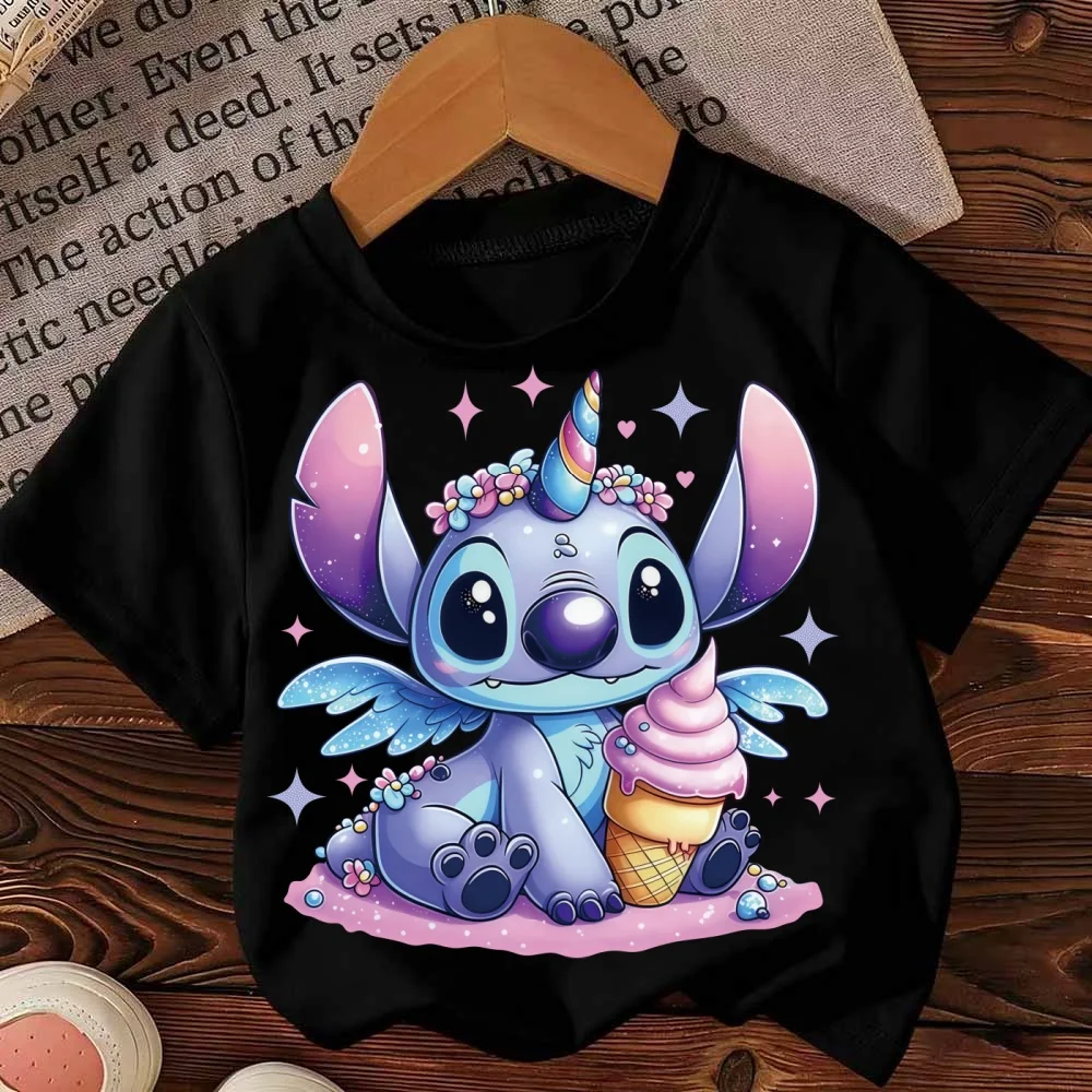 ديزني غرزة 100٪ قطن تي شيرت لطيف زوجين ملابس الوالدين والطفل الصيف موضة عادية مريحة للأطفال تي شيرت