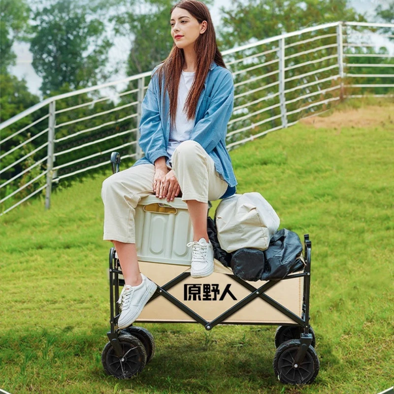 

Camping Wagon Folding Cart Portable Trolley Heavy Duty Foldable Utility Cart All Terrain Wheels Large Capacity Tool Trolley
