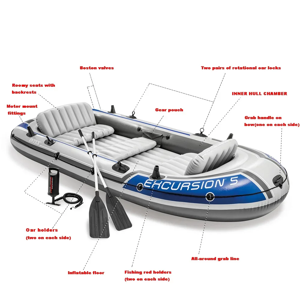 INTEX 68325 EXCURSION 5 BOAT SET Rowing Boats For 5 Persons Cheap Kayaks Large PVC Inflatable Fishing Boat