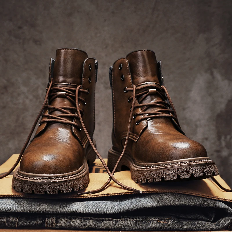 Height Increasing 6cm Invisible Men Boots Leather Outdoor Shoes Warm Non-Slip Comfortable High Elevator Ankle Boots Winter 2026