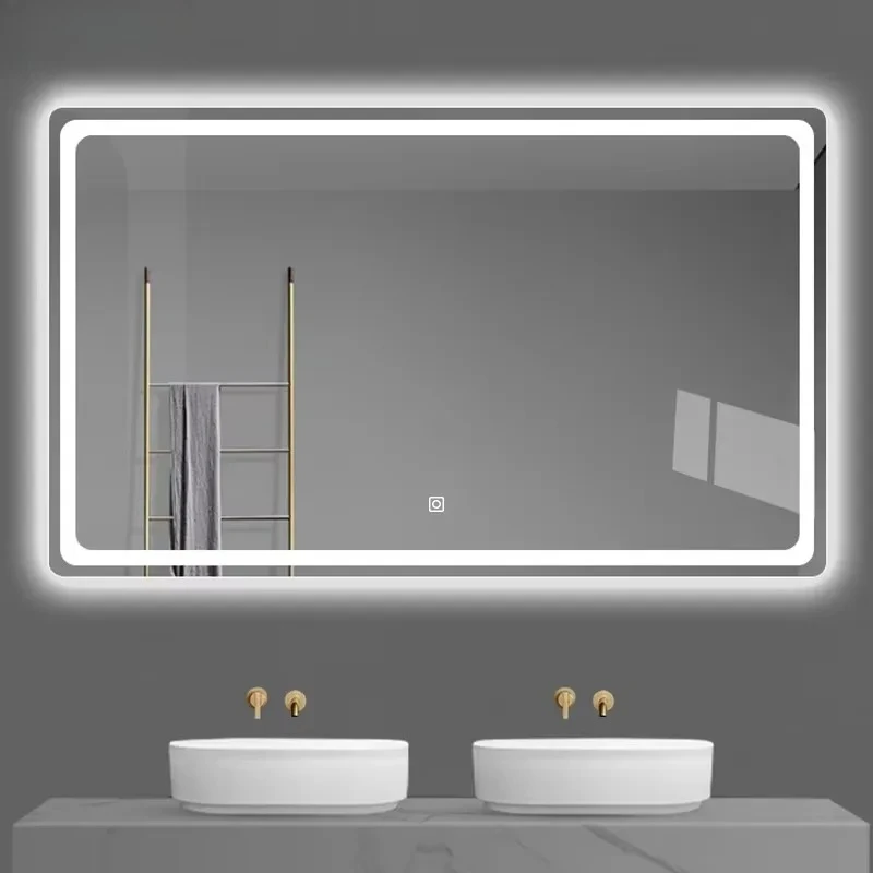 

Bathroom Adjustable Wall Mirror Contemporary Rectangle Edge Frameless Smart Mirror