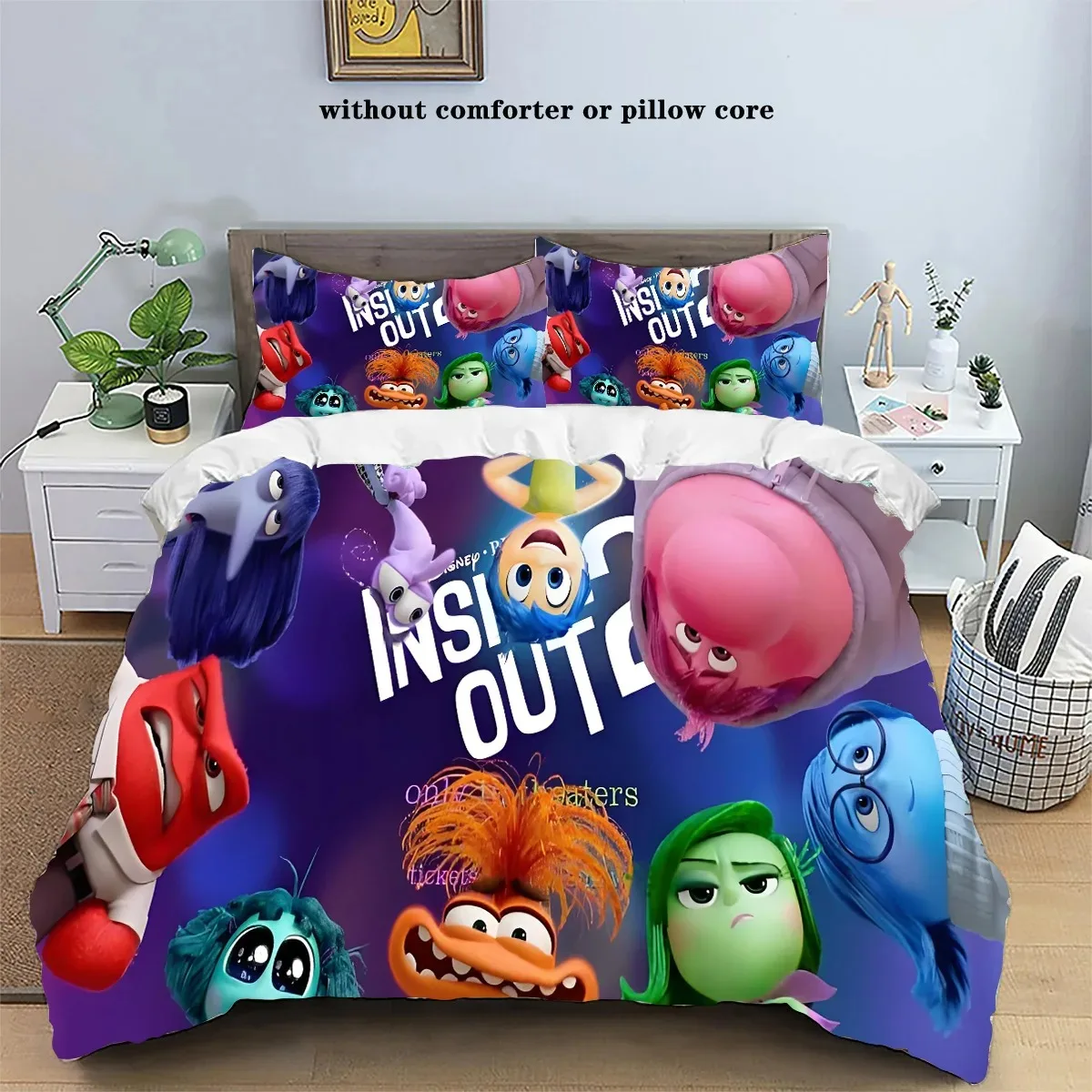 Inside Out Disney Bedding Set Duvet Cover Pillowcase, Adult Children's Home Bedroom Single Twin Bed All Queen King Bed Set