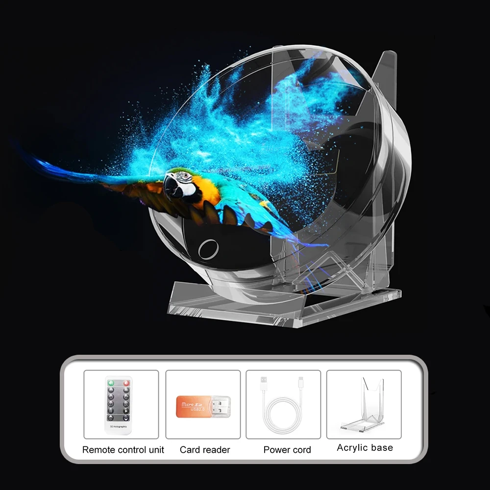 3d Holographic Advertising Lights Mini LED Desktop Model Fan Screen with Audio Playback with Transparent Cover Holographic Fan