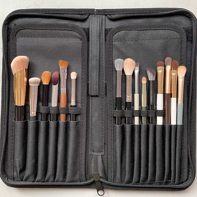 15 Pockets Girls Makeup Brushes Bag Organizer Women Travel Zipper Cosmetic Toiletry Case for Beauty Tools Pouch - Only Bag