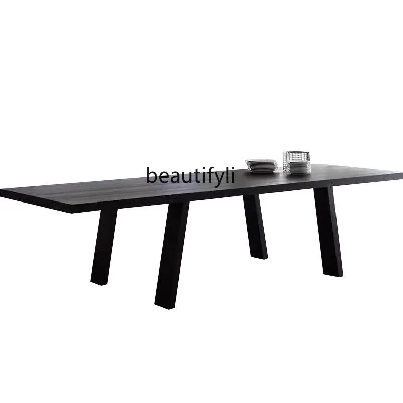 Nordic light luxury solid wood conference desk creative designer workbench log negotiation table