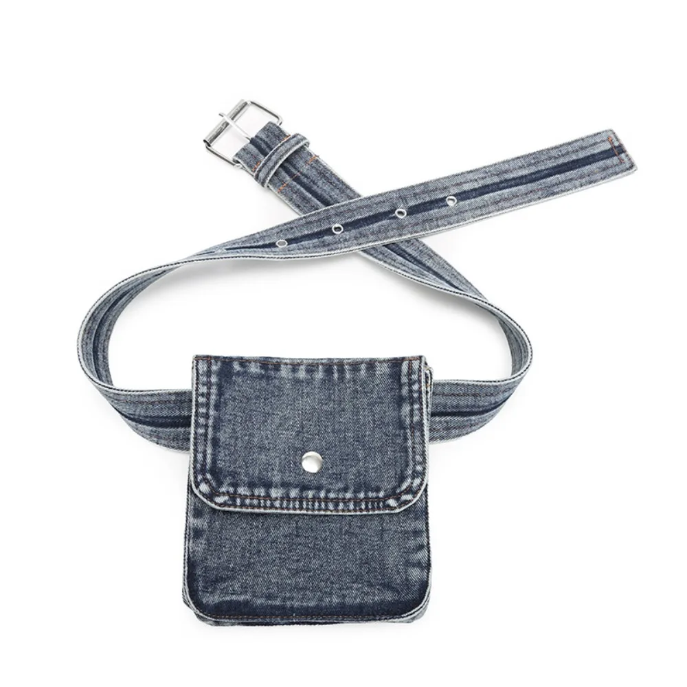 

Multifunctional Denim Belt Waist Bag Pouch Portable Cowboy Chest Bag Lightweight Korean Style Fanny Pack Clothing Decorative