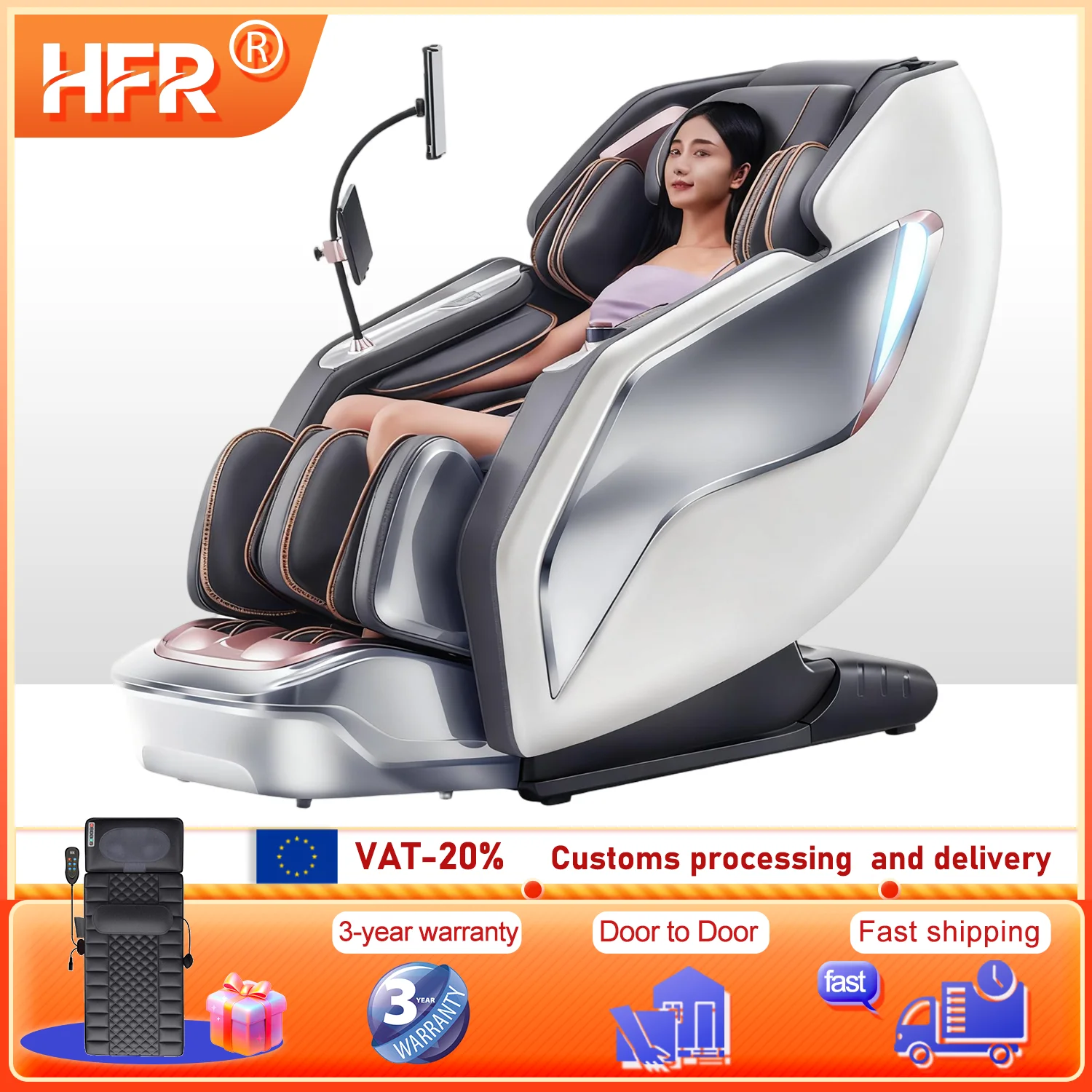 

Dual Core 4D Zero Gravity Massage Chair SL-Track AI Voice Control Full Body Airbag Massage Shiatsu & Kneading Lumbar Heating
