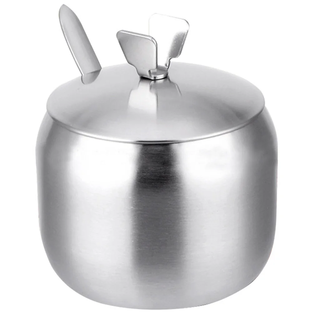 

1 set Spices Jars Seasoning Metal Condiment Container Chili Oil Pots Stainless Steel Modern Salt Bowl Sugar Holder Chicken Broth