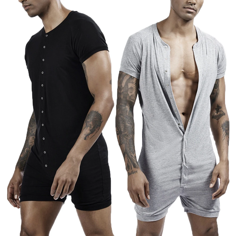 

Men's Slimming Pajamas Jumpsuits Underwear Body Shaper Corset Button Shapewear Hombre Tight-fitting Romper Bodysuit Sexy Pajamas