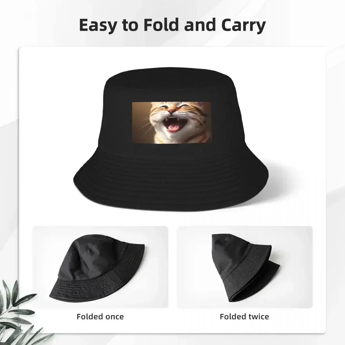 2026 Laughing Cat Meme Bucket Hat Panama For Kids Bob Hats Outdoor Fisherman Hats Summer Beach Fishing Unisex Caps