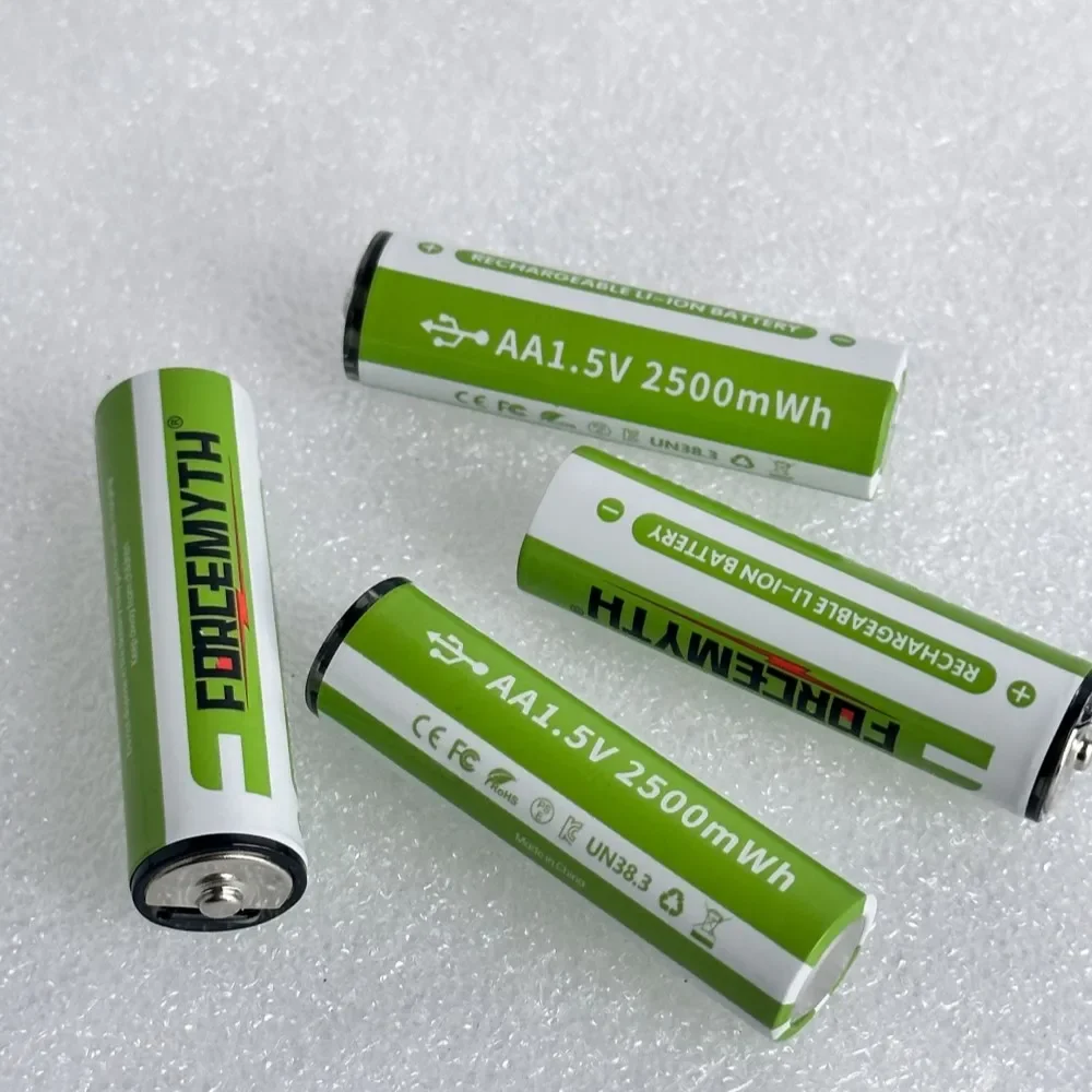 Rechargeable Li-ion Battery AA AAA 1.5V 2500mAh / Type-C Cable Included / Pinky Battery