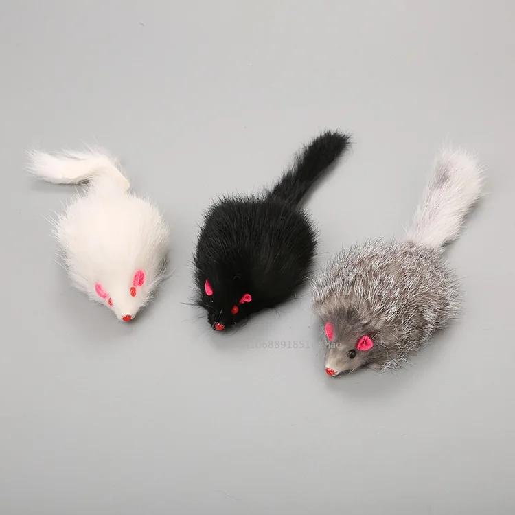 Cat Mice Toys False Mouse Cat Toy Long Tail Mice Soft Real Rabbit Fur Toy For Cats Plush Rat Playing Chew Toy Pet Supplies