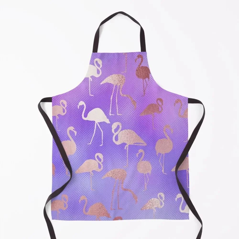 

Flamingo Aesthetic Purple watercolor Gradient Pattern Apron Custom Waterproof Kitchen For Women Apron