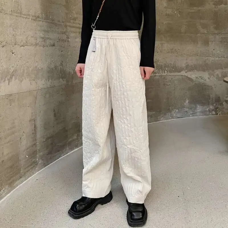 LUZHEN High Suit Pleat Casual Quality Pants Elegant Stylish Trendy Men's Loose Trousers Stretch Waist Pleated Clothing JY4315