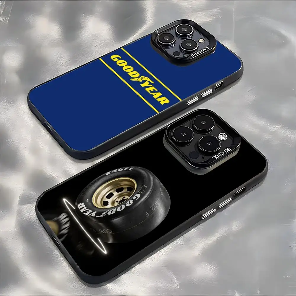Coque Goodyear pour téléphone lMDColor Argent pour iPhone 17 16 e 15 14 13 12 11 Pro Max Plus