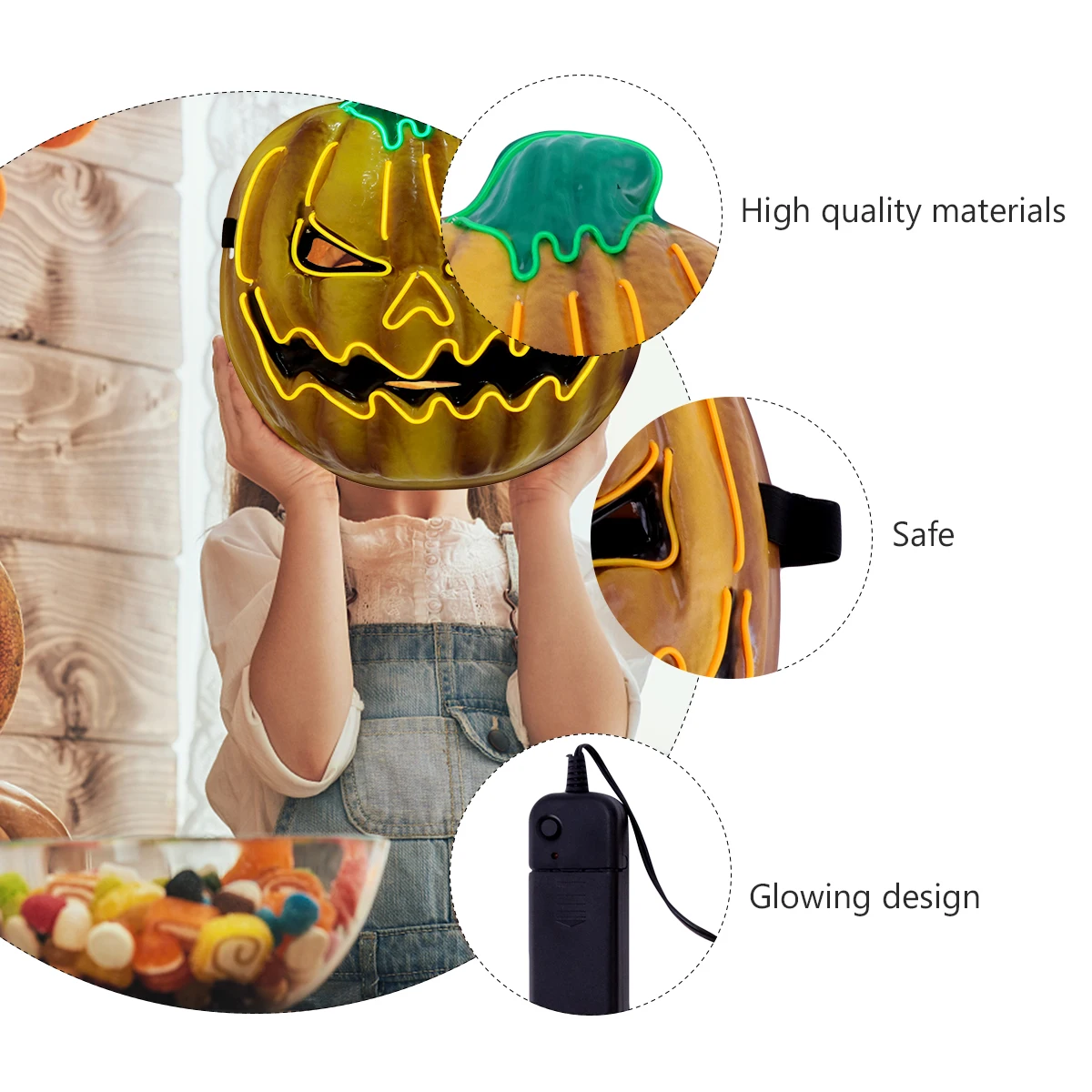 

LED Party Lightweight Party Durable Safe Glowing Led Mask Masquerade Mask Role Playing Game Halloween