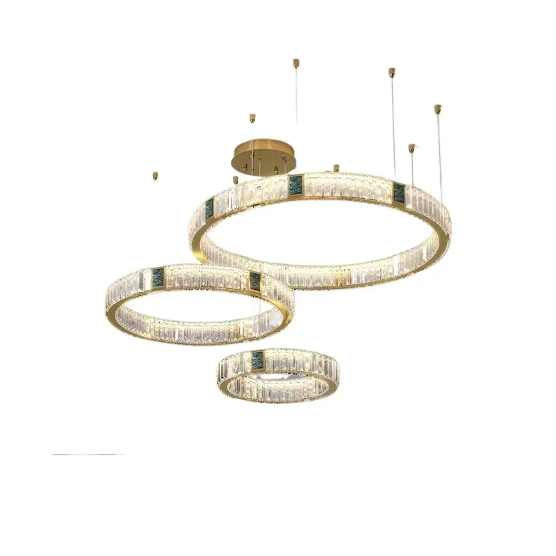 

Modern simple living room lamp dining room crystal lamp, light luxury atmosphere villa hall high-end ring LED new chandelier