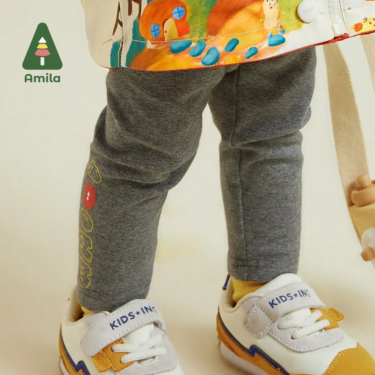 Amila Baby Leggings for Girls 2023 Autumn New  High Elastic Stretcher Printing Kids Soft Pants Children Solid Cotton Trouser