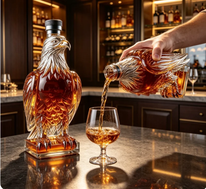 Whiskey Awakener Exquisite Eagle Bottle Glass Whiskey Bottle Vacation Home Decoration Red Wine, Brandy Eagle Bottle Tequila