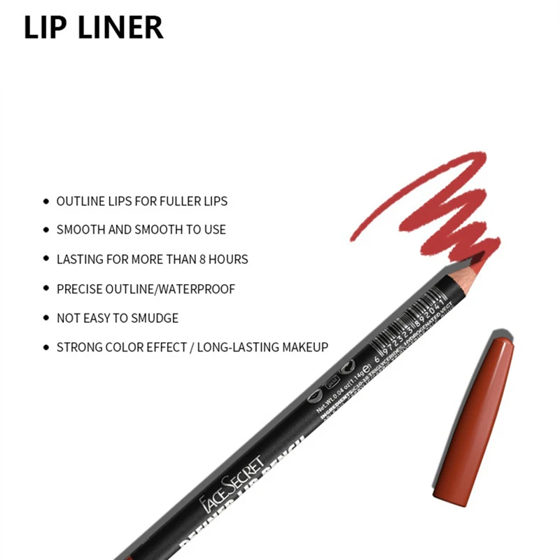 Lápis Nude Matte Lipstick de longa duração, lápis de lábios impermeável, liner de alta pigmentação, maquiagem labial, 14 cores