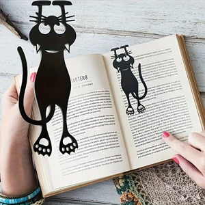 1-5pcs Acrylic hollowed-out bookmarks, creative hollowed-out black kitten hanging bookmarks, perfect gifts for reading lovers
