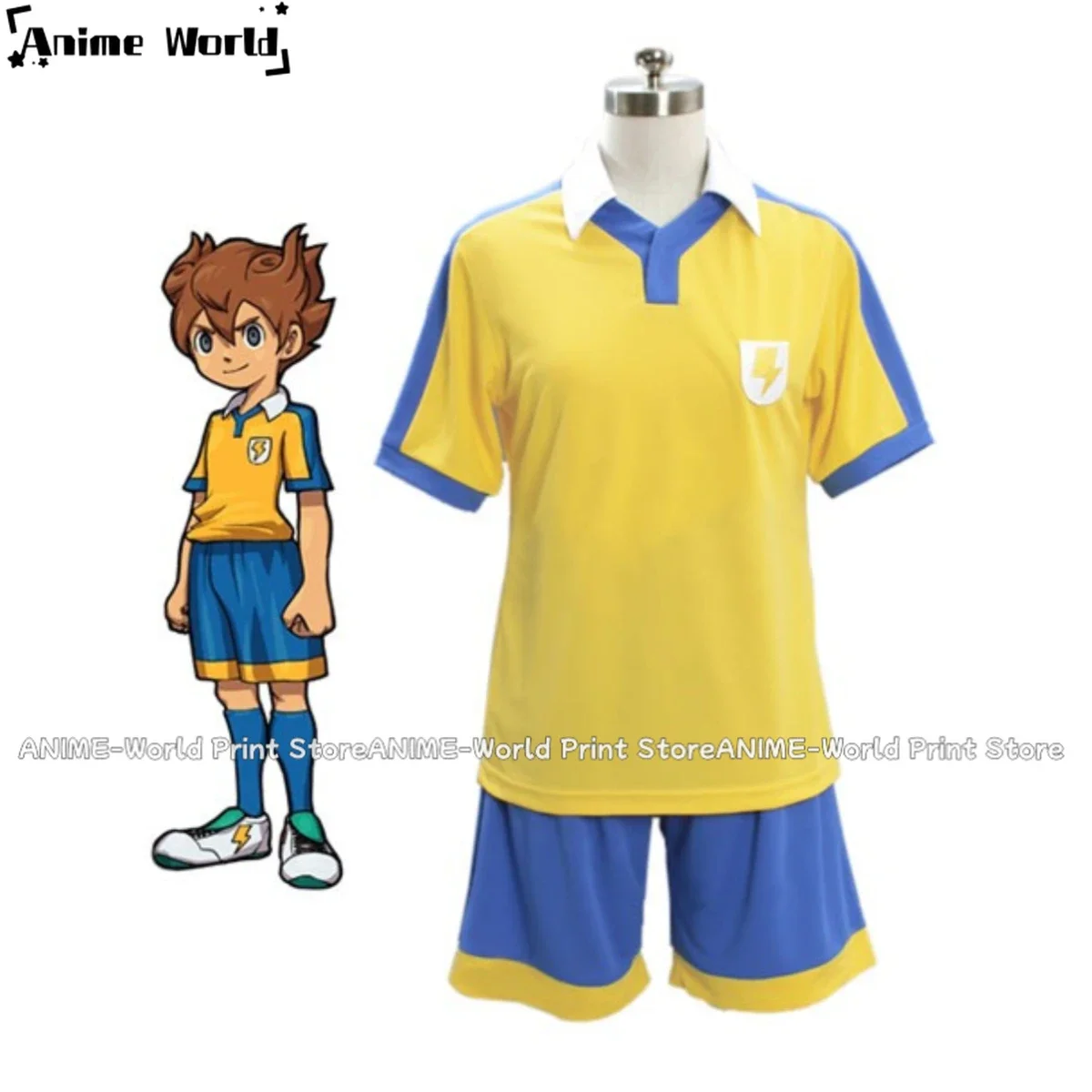 《حجم مخصص》Anime Inazuma.Eleven.Go Tenma Matsukaze Raimon أحد عشر فريق كرة القدم زي صيفي تنكري #1