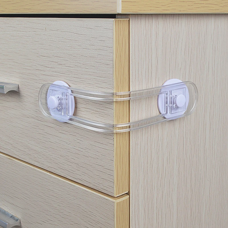 【W】5pcs Multi-functional Baby Child Safety Lock Drawer Refrigerator Lock Transparent Anti-Opening Soft Strap Safety Lock