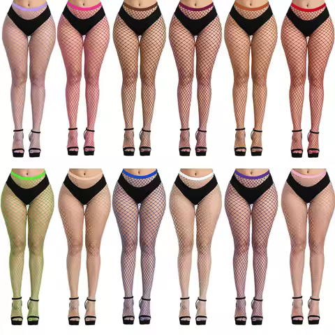 Coloured Fishnets 20 Colours 4 Different Grid Sizes Colorful Fishnet Tights Super Elastic Fishnet Stockings Women's Pantyhose