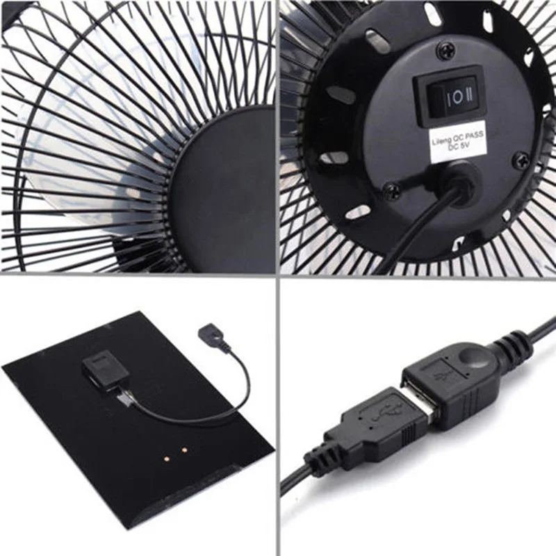 Mini Solar Panel Powered Electric Fan Portable 4 6 8 Inch Cooling Solar Exhaust Fan For Camping Office Outdoor Dog Chicken House