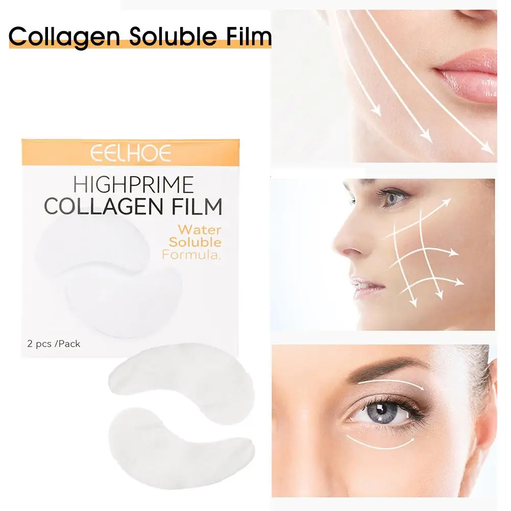 2 pezzi di pellicola solubile al collagene cerotti per gli occhi riparazione di acido ialuronico per rimuovere le occhiaie maschera rassodante idratante per la cura della pelle degli occhi